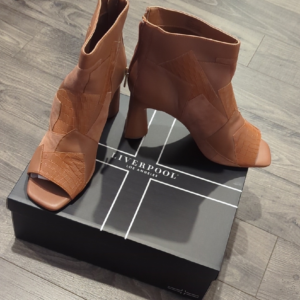 Liverpool Heeled Peep-Toe Design Park Bootie Multi Leather Patchwork